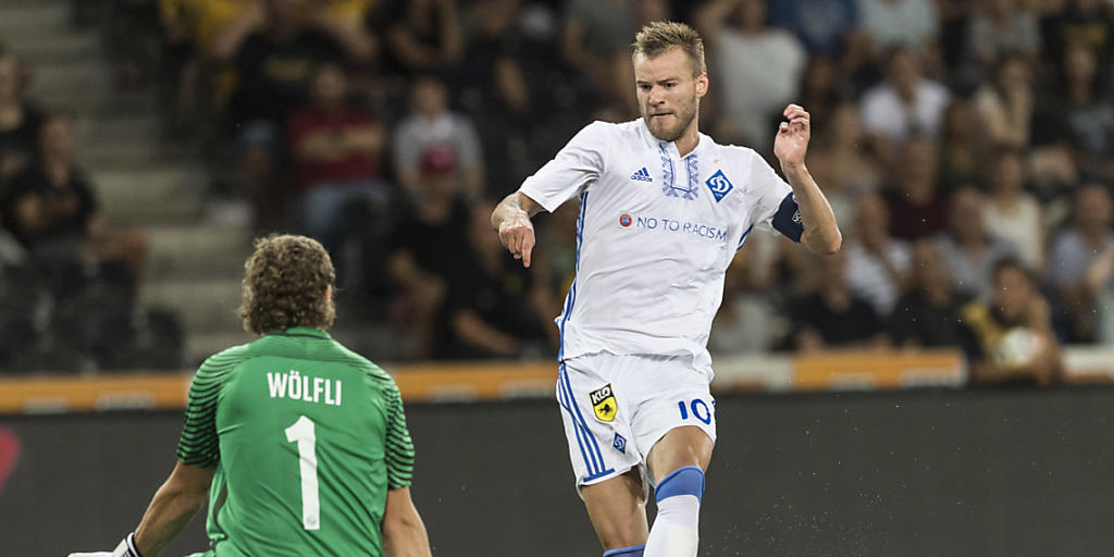 Im Visier von Borussia Dortmund: Kiews Stürmer Andrej Jarmolenko scheitert in der Champions-League-Qualifikation an YB-Goalie Marco Wölfli