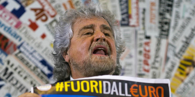 Cinque-Stelle-Capo Beppe Grillo eröffnet in Rom Anti-Euro-Kampagne