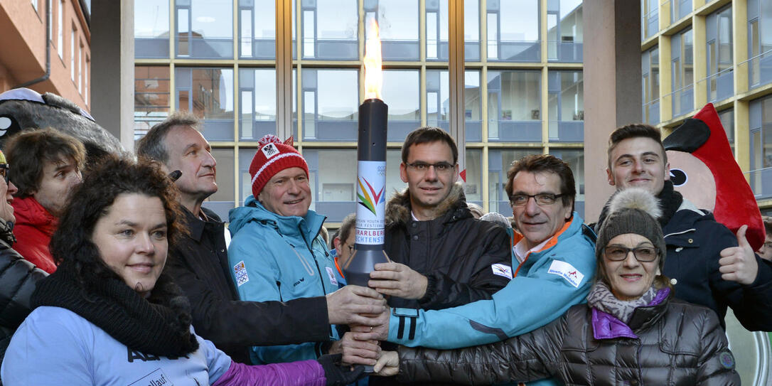 Olympische Flamme in Vorarlberg eingetroffen Olympische Flamme in Vorarlberg eingetroffen