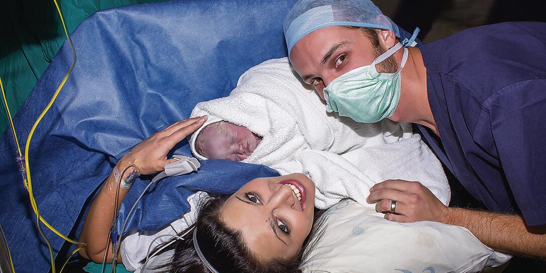 Couple with newborn baby Couple with newborn baby