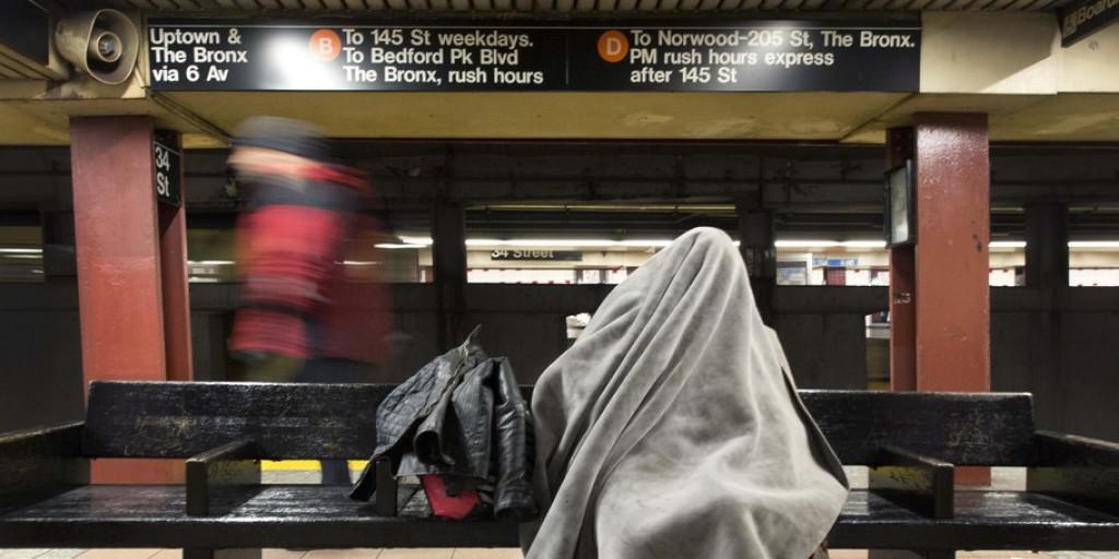 Obachloser in einer U-Bahn-Station in New York. (Archivbild)