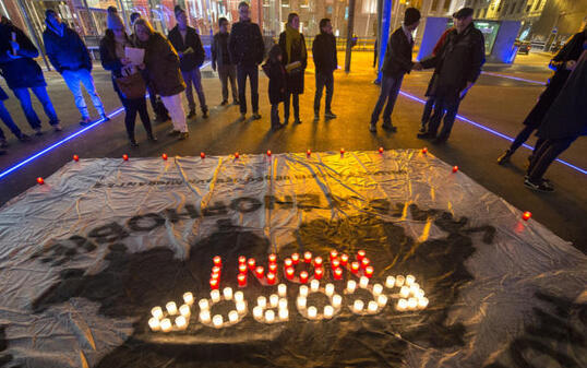Aktion gegen die Ecopop-Vorlage im November 2014 in Lausanne
