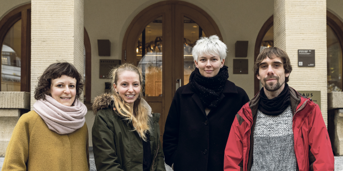 Die Arbeitsgruppe, bestehend aus Cornelia Wolf, Aylin Erdogan, Flurina Seger und Stephan Gstöhl.