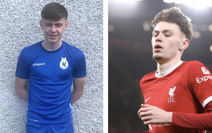 Als Teenager spielte Conor Bradley bei Dungannon Swifts (l.) – entdeckt hat ihn der Vaters des heutigen Trainers Joe McAree. Heute gehört Bradley zum Kader des FC Liverpool.