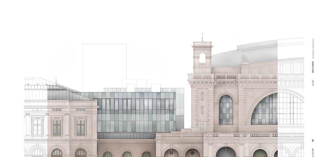 Im S&uuml;dtrakt des Z&uuml;rcher Hauptbahnhofs wird ein markanter zweigeschossiger Glaskubus eingebaut - aus dem gleichen Glas wie die Fenster der Wannerhalle.