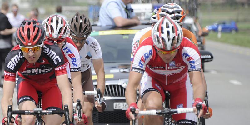 Eduard Worganow vom Team Katjuscha (rechts) nahm im April 2012 an der Tour de Romandie teil