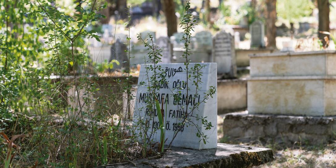 Muslim graves in a cemetery in Istanbul, Turkey