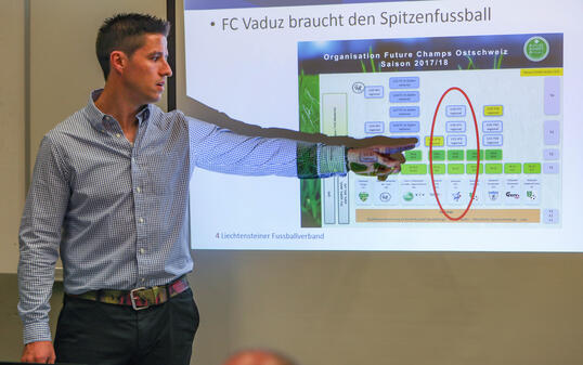 Martin Stocklasa bei einem Vortrag beim FC Vaduz. Damals arbeitete er beim LFV im Nachwuchsbereich.