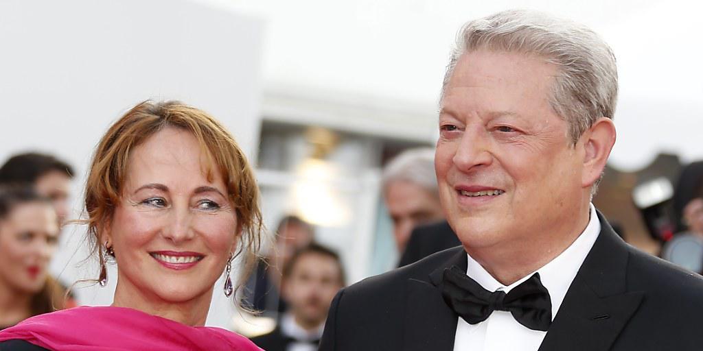 Der frühere US-Vizepräsident Al Gore und die frühere französische Umweltministerin Ségolène Royal am Montag in Cannes. Gore äusserte sich zuversichtlich, dass US-Präsident Donald Trump klimapolitisch zur Vernunft kommen werde.