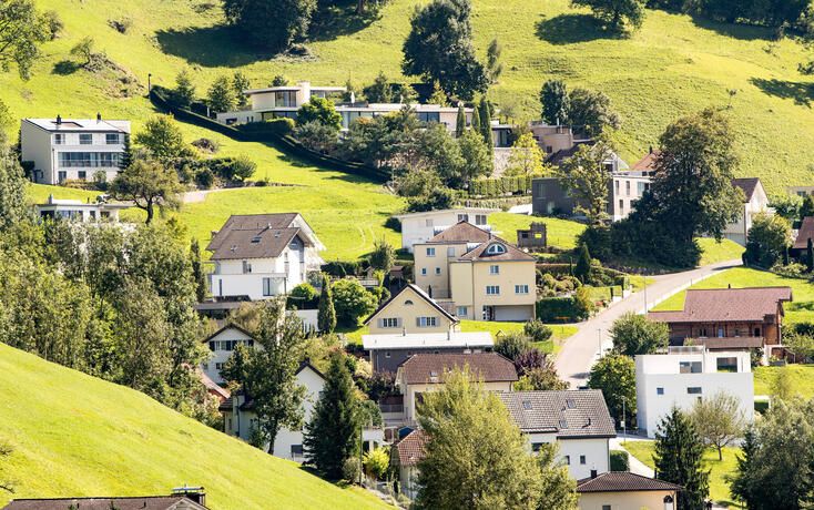 Gemeinde Triesen mit Blick auf den Triesner Oberdorf.