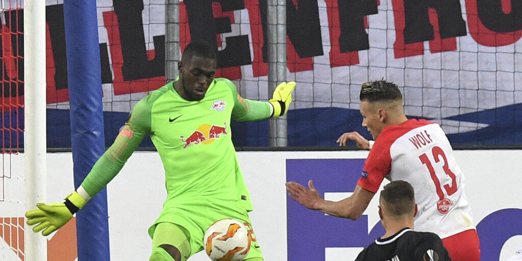 Yvon Mvogo kam beim 3:0-Sieg gegen Hannover zu seinem zweiten Bundesliga-Einsatz für RB Leipzig