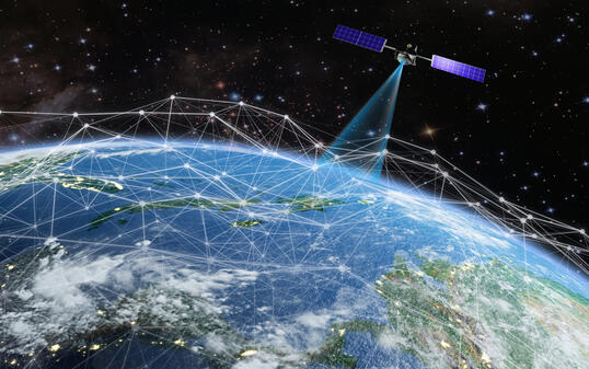 Satellite transmits a signal