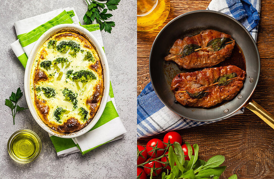 Gemüse- Quinoaauflauf mit Saltimbocca