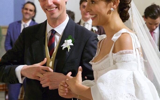 Religious Wedding at San Pedrp Clover ancient Church in Cartagena of Cloclo Echavarria with HSH Prince Josef of Lichtenstein.