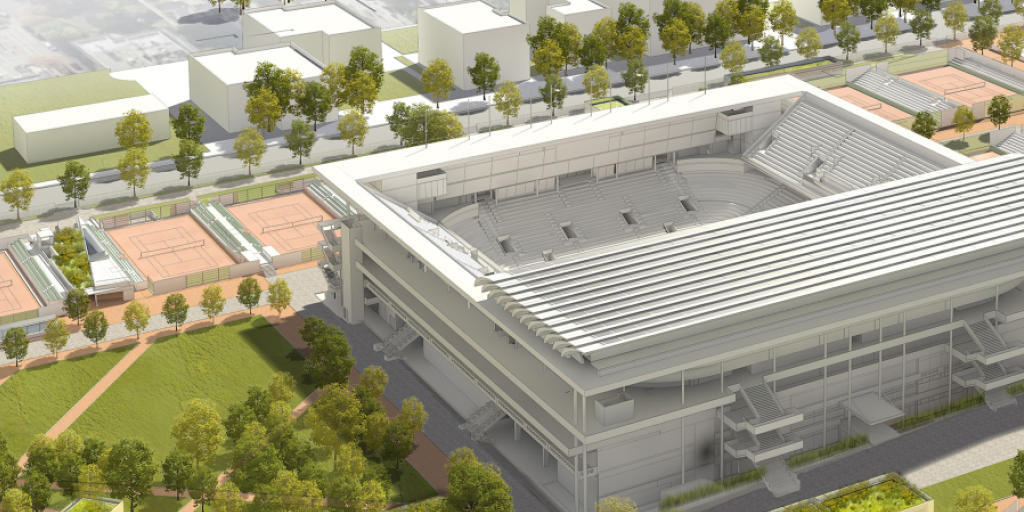 Facelifting und Umbau: Der Centre Court im Stade Roland-Garros erhält in den nächsten Jahren ein schliessbares Dach und eine begrünte Place des Mousquetaires (links im Bild) Facelifting und Umbau: Der Centre Court im Stade Roland-Garros erhält in den nächsten Jahren ein schliessbares Dach und eine begrünte Place des Mousquetaires (links im Bild)