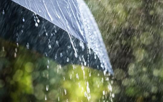 Rain on umbrella