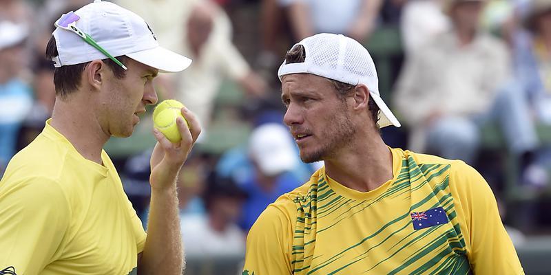 Lleyton Hewitt (rechts) im Davis Cup mit Doppelpartner John Peers