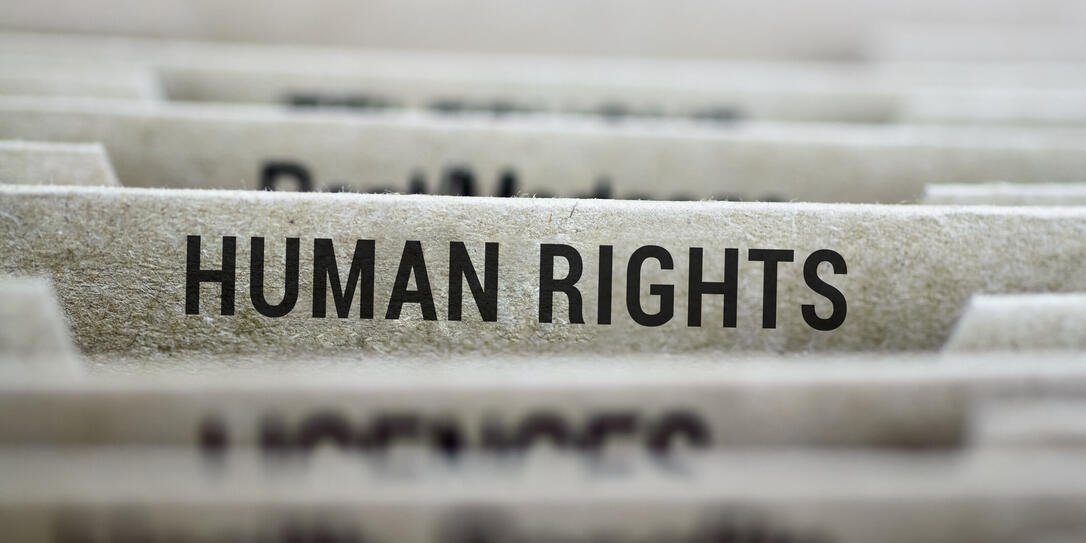 Human Rights label on file folder tab