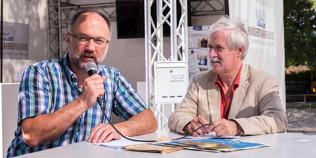 Thomas Meier, der Vater von Christoph Meier (l.) zusammen mit Sportjournalist Ernst Hasler Thomas Meier, der Vater von Christoph Meier (l.) zusammen mit Sportjournalist Ernst Hasler
