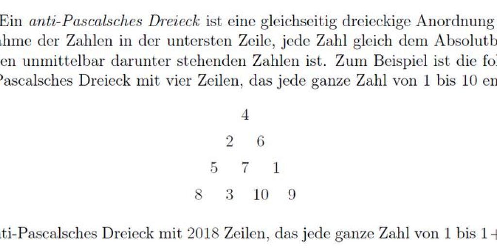 Eine der Aufgaben an der diesjährigen Mathematik-Olympiade.