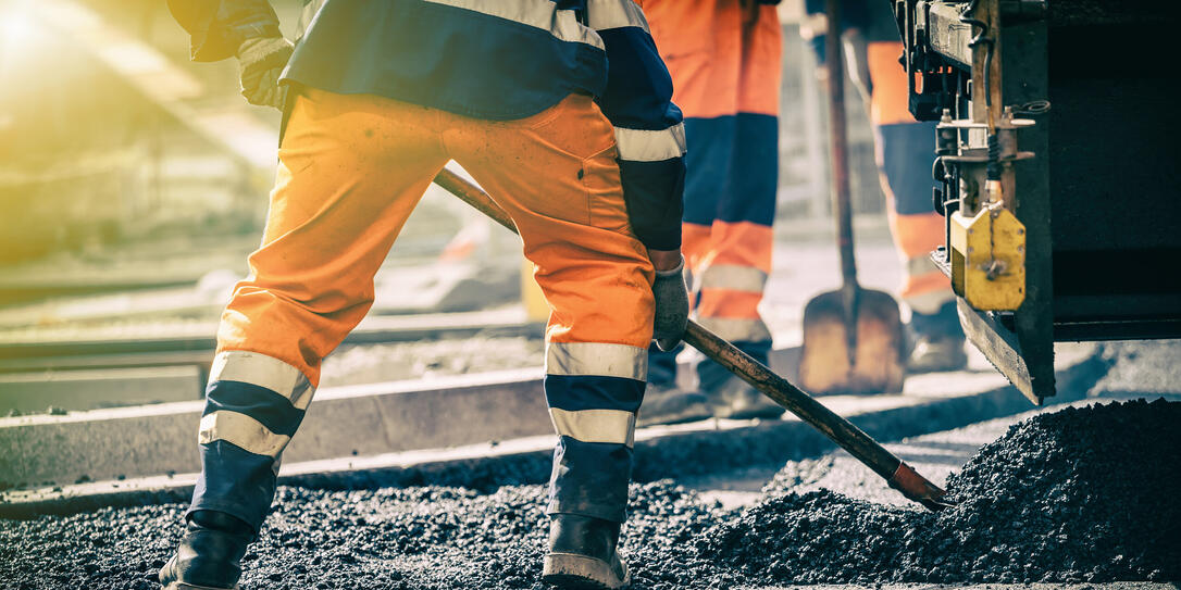 Teamwork on road construction