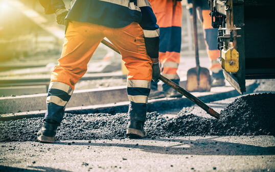 Teamwork on road construction