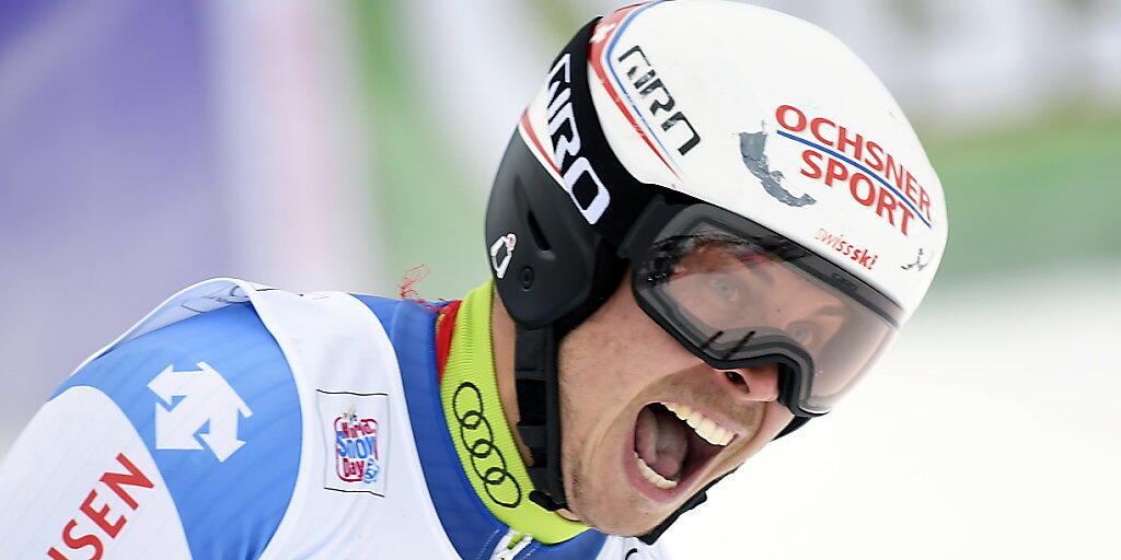 Siegesschrei von Gino Caviezel im Europacup-Super-G von Zauchensee