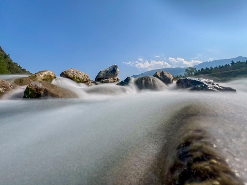Trockener Alpenrhein