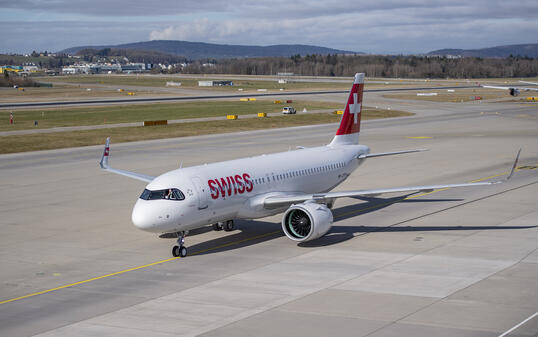 Warten im Airbus A320neo der Swiss