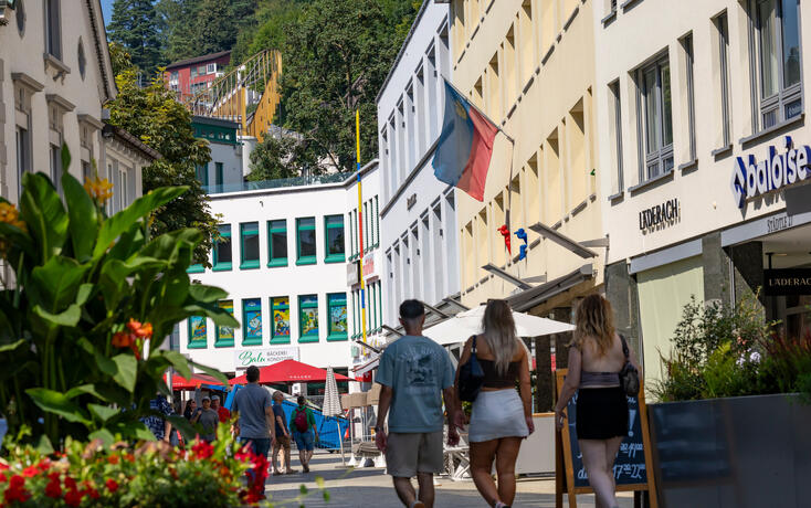 Das St&auml;dtle in Vaduz wird zu Sommermonaten am meisten frequentiert.