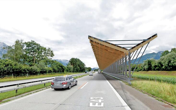 So würde die Solarautobahn bei Buchs im Falle einer Realisierung aussehen.