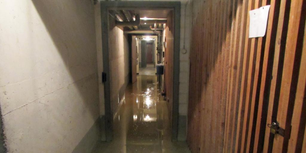 Nach einem Brand in einem Abfalleimer hat sich der Keller eines St. Galler Wohnblocks mit Wasser gefüllt.