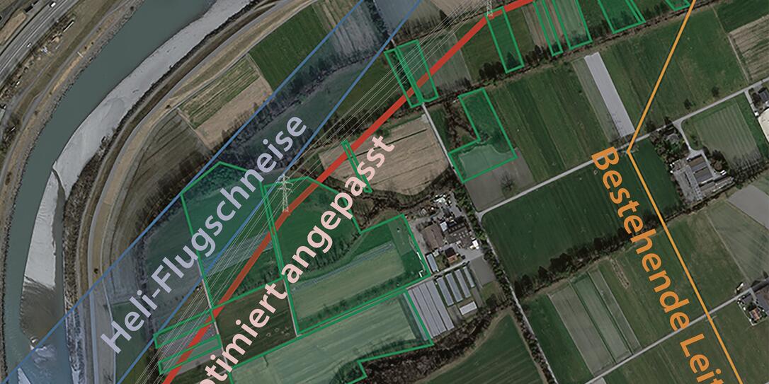 Der angepasste Trasseeverlauf der Variante «M optimiert» auf Balzner Gebiet.