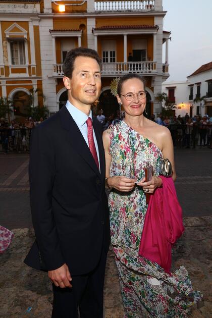 Religious Wedding at San Pedrp Clover ancient Church in Cartagena of Cloclo Echavarria with HSH Prince Josef of Liechtenstein. Royal Guests arriving at Church late afternoon starting still sunny ending at nightfall
