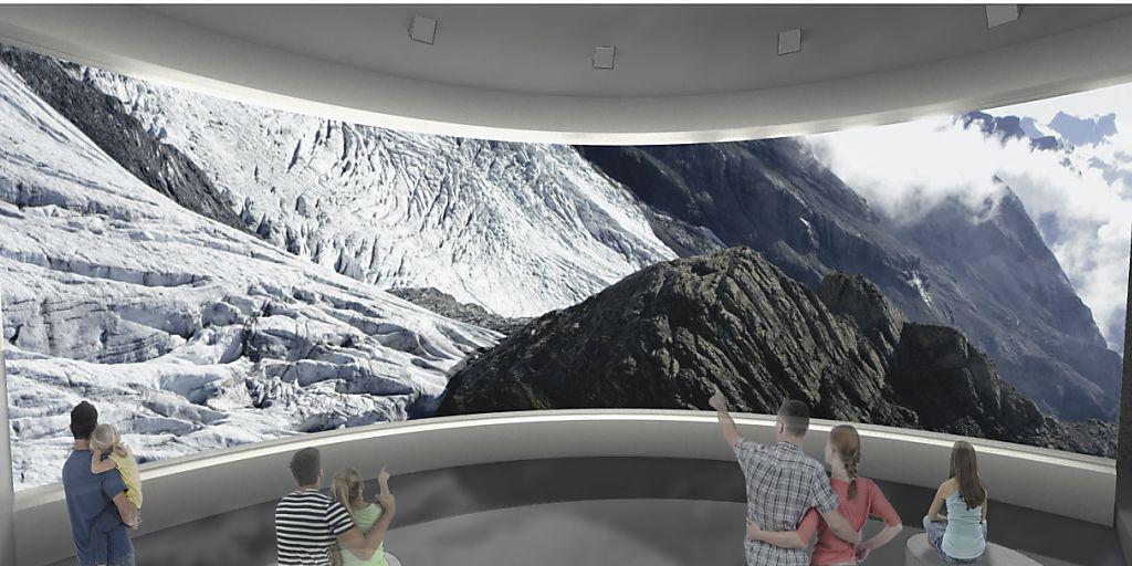 Panoramabilder vom Jungfrau-Aletsch-Gebiet sollen die Besucherinnen und Besucher des World Nature Forums in Naters begeistern. Panoramabilder vom Jungfrau-Aletsch-Gebiet sollen die Besucherinnen und Besucher des World Nature Forums in Naters begeistern.