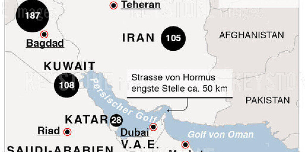Der Seeweg vom Golf von Oman durch das Nadelöhr von Hormus in den Persischen Golf ist ein wichtiger Transportweg für Öltanker. (Archiv)