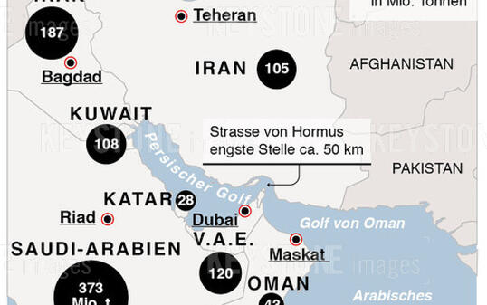 Der Seeweg vom Golf von Oman durch das Nadelöhr von Hormus in den Persischen Golf ist ein wichtiger Transportweg für Öltanker. (Archiv)