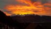 Abendstimmung in Planken mit Blick auf die Schweizer Berge