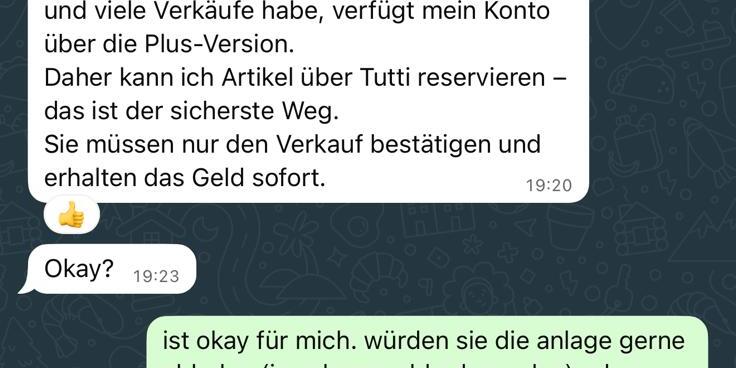 Original-Chat eines Online-Betrugs