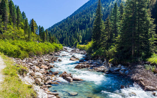 Austrian Alps. Starting famous Krimml waterfalls.