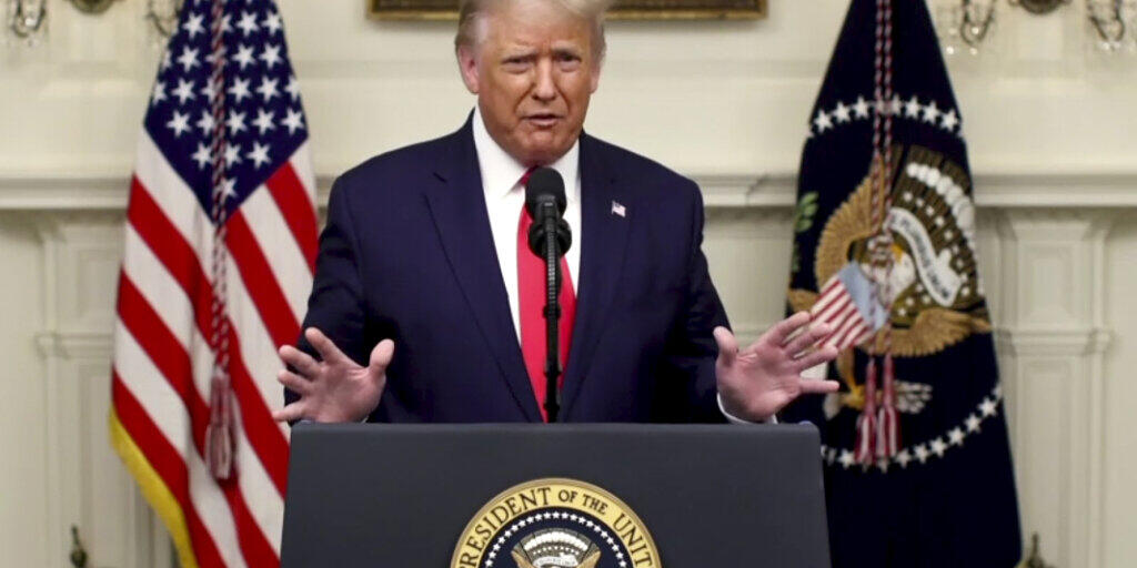 SCREENSHOT - Donald Trump, Präsident der USA, spricht während einer vorab aufgezeichneten Videobotschaft anlässlich des Beginns der Generaldebatte der 75. UN-Vollversammlung. Foto: Uncredited/UNTV/AP/dpa