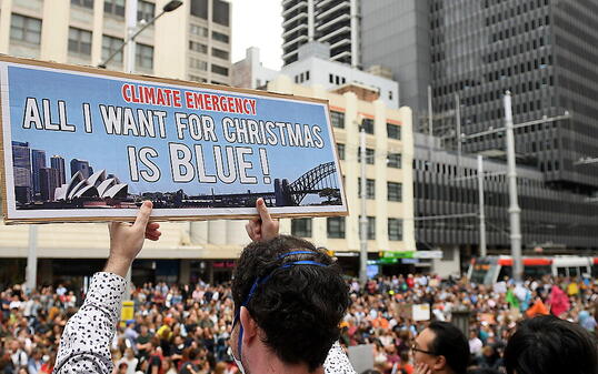 Mehr als 20'000 Menschen haben am Mittwoch im von Buschbränden eingeräucherten Sydney dringende Massnahmen zum Klimaschutz gefordert.