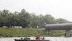 Plattform schwimmt im Rhein 140813