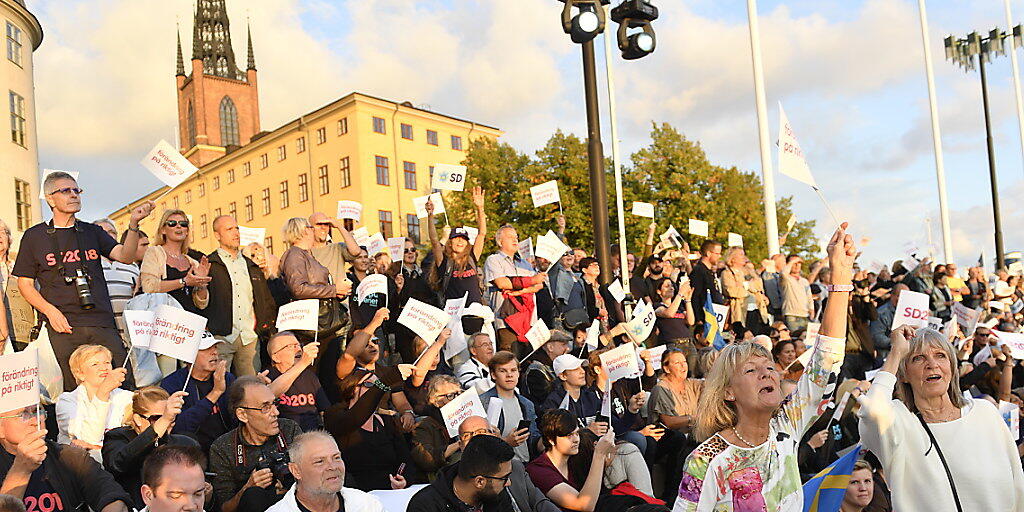 Parteianhänger der Schwedendemokraten in Stockholm. (Archivbild)