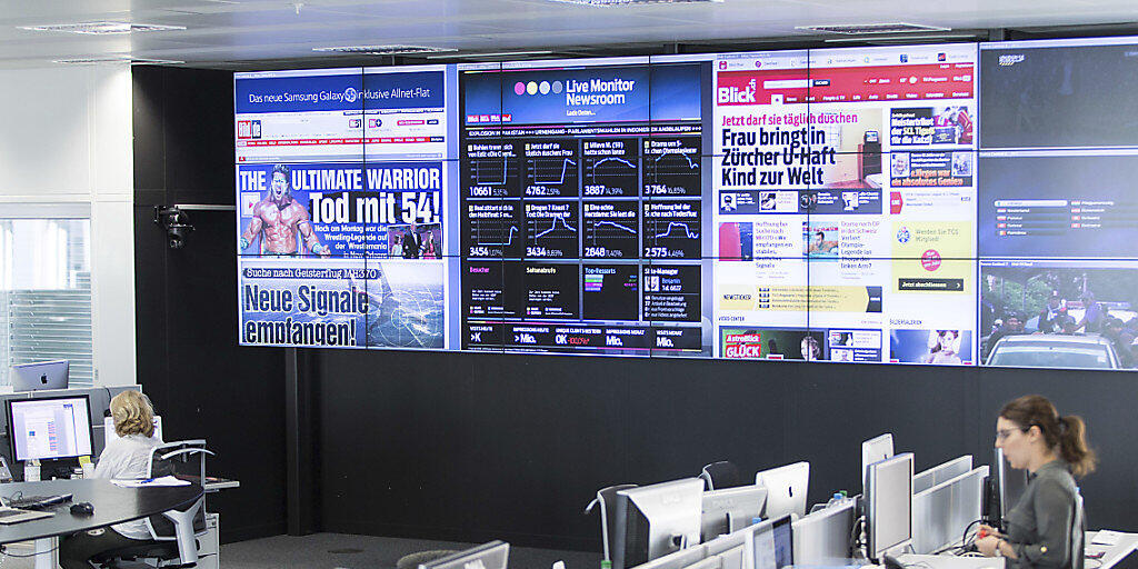 Der News-Room der Blick-Gruppe wird in den nächsten Monaten umgebaut. Es werden Studios für den Einsteig ins TV-Geschäft eingerichtet. (Archivbild)
