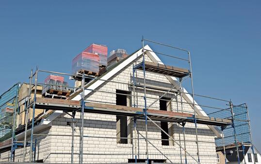 Construction site of a classic one family house