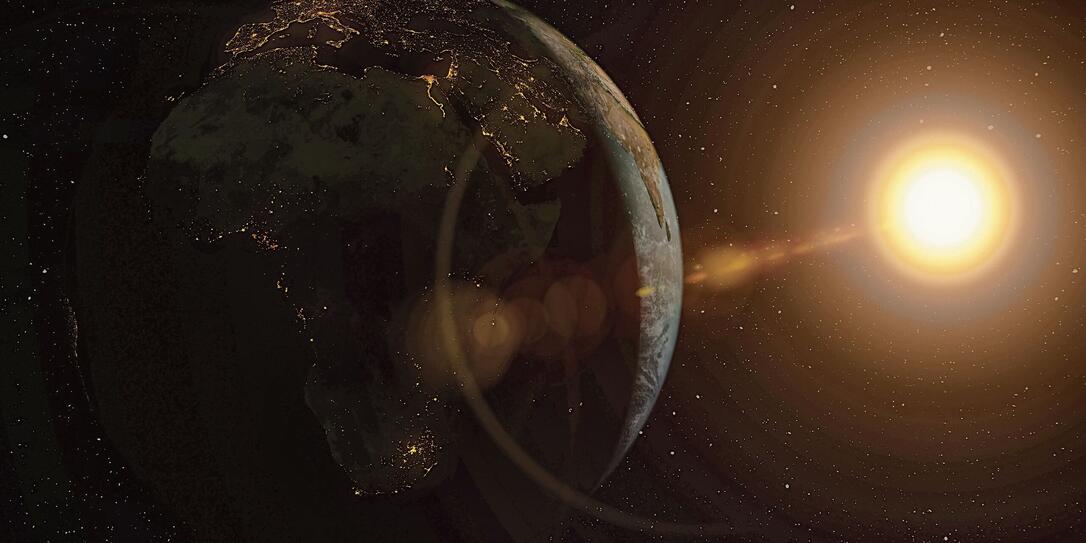 Planet Earth with sun