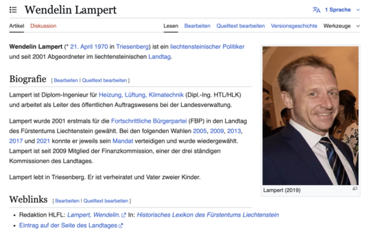 Wikipedia-Artikel zu Wendelin Lampert