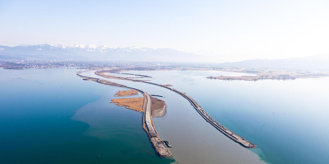 Vorstreckung des Alpenrheins in den Bodensee