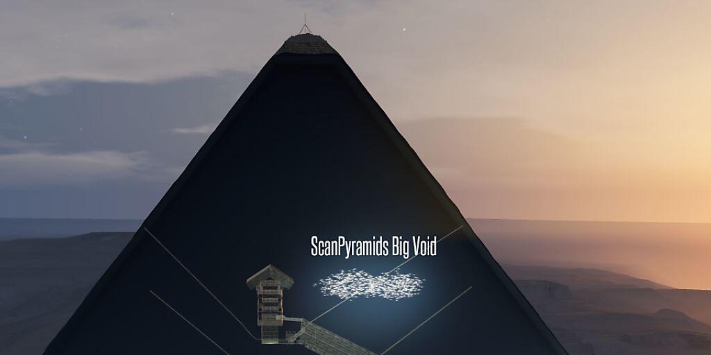 Beim "Durchleuchten" der Grossen Pyramide von Gizeh kamen bereits ein unbekannter Korridor und nun auch ein grosser Hohlraum oberhalb der Galerie zum Vorschein.